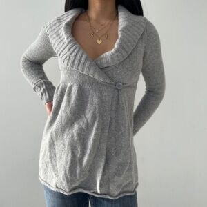 Talula Aritzia gray lambswool angora cashmere blend sweater cardigan NWOT XS